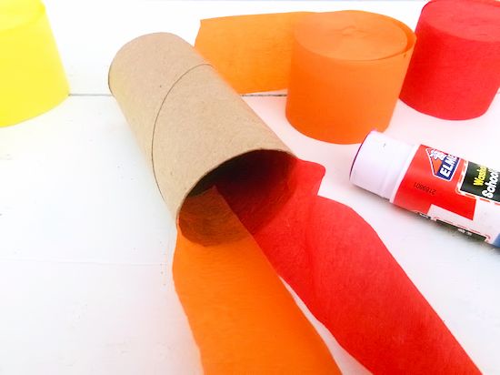 Glue streamers inside bottom of roll.