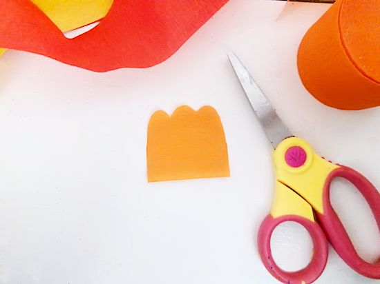 Cut a tuft of feathers for top of roll.