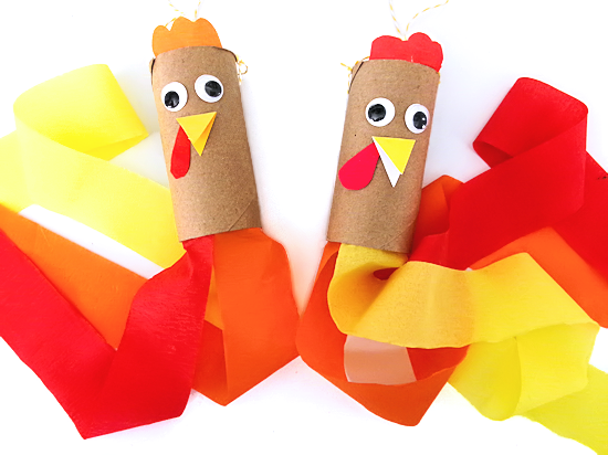 Cardboard Roll Turkey Streamer Craft