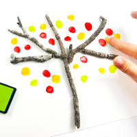Nature Stick Fingerprint Fall Tree Craft