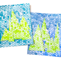 Bubble Wrap Winter Trees Art Craft