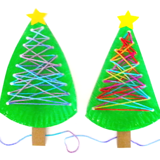 Yarn Lacing Christmas Tree Paper Plate Craft