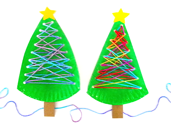 Yarn Lacing Christmas Tree Paper Plate Craft