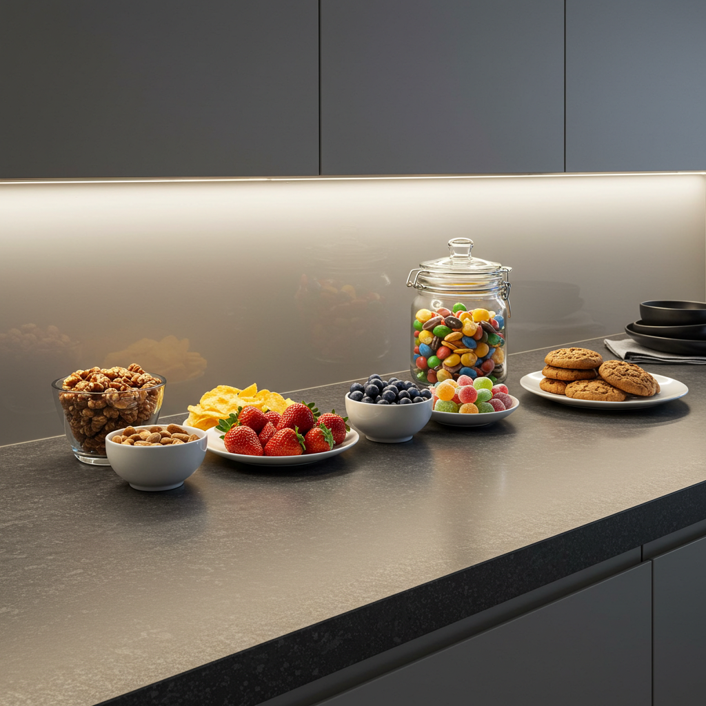 Modern countertop with snacks