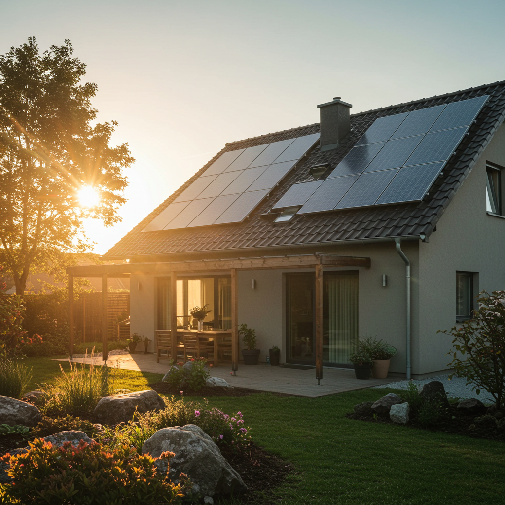 Home with solar panels on the roof
