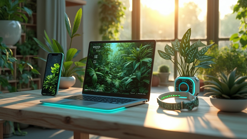 Futuristic eco-friendly workspace gadgets